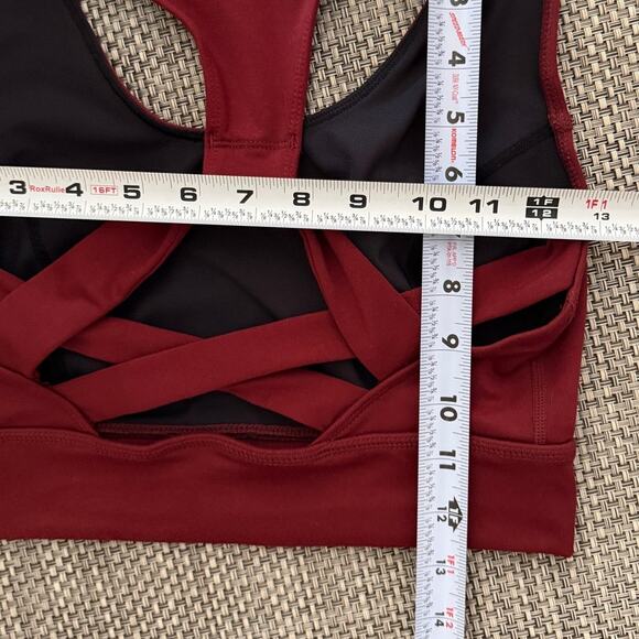 FREE PEOPLE Light Synergy Strappy Back Stretch Yoga Crop Top Bra Burgundy Red S - Picture 6 of 6